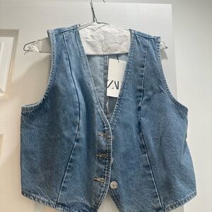 Zara Blue Denim Vest